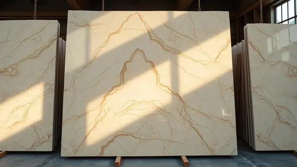 Taj Mahal Quartzite Slabs in Charleston: Hand-Selected Bundles, Translucency Testing, and Bookmatched Fabrication